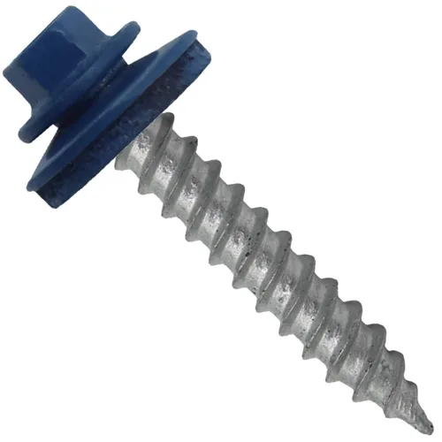 Vista 54 de 12 tornillos para techos de metal gris ABC de 1-1/2 pulgadas, cabezal de arandela hexagonal, arranque automático/roscado, arandela EPDM. 1 bolsa