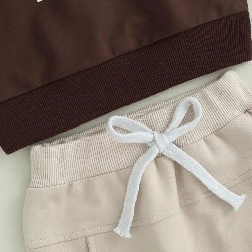 Vista 8 de Conjunto de 2 piezas de ropa para bebé niña y niño, sudadera con letras de mamá y niño, conjunto de 2 piezas