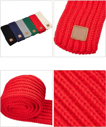 Vista 4 de SATINIOR 6 bufandas de invierno para niños, color sólido, bufandas de punto para niños y niñas