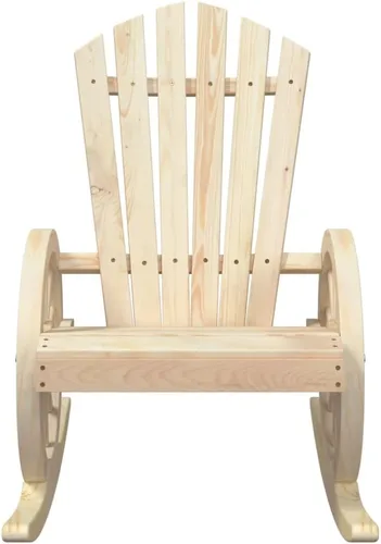 Vista 5 de Brown Solid Fir Wood Rocking Adirondack Chair, Ergonomic Design for Patio, Garden, and Balcony Relaxation