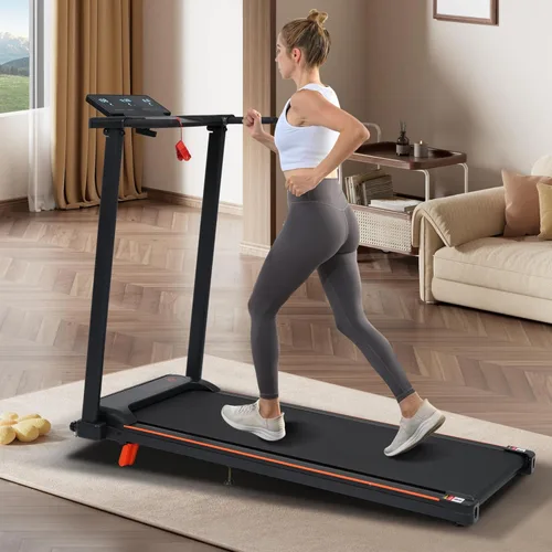 Vista 9 de Merax Cinta de correr con 8% de inclinación, cintas de correr plegables de 3.0 HP para el hogar, almohadilla para caminar de 10 MPH con barra