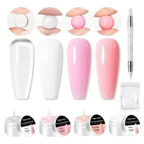 Vista 10 de Gel constructor sólido para uñas, 8.47 oz, 4 onzas, kit de uñas de gel constructor, no pegajoso para extensión de uñas, solución de engrosamiento