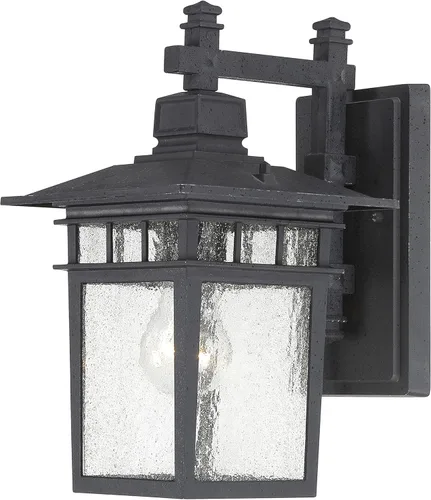 Vista 6 de Nuvo, farol de pared grande en forma de boj de iluminación, con brazo hacia abajo y vidrios transparentes biselados