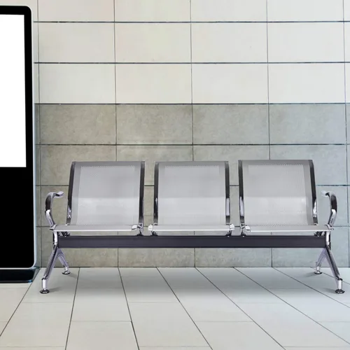 Vista 2 de Sillas de sala de espera de 3 asientos, banco de sala de espera con brazos, banco de recepción del aeropuerto, sillas de recepción de invitados