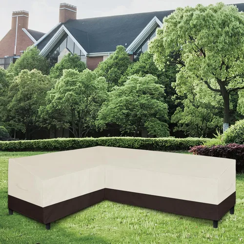 Vista 2 de Easy-Going Funda de sofá modular en forma de L para patio, funda impermeable para exteriores, funda resistente para muebles de jardín con marrón