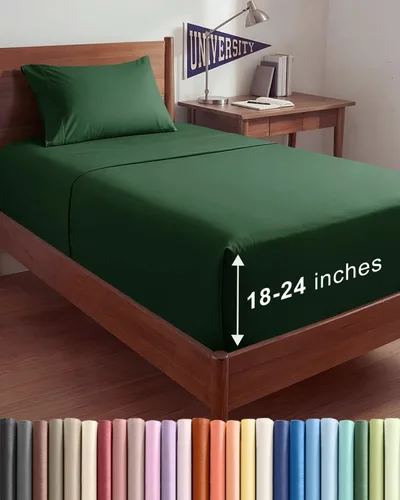 Vista 108 de Juego de sábanas Queen de bolsillo extra profundo, sábanas transpirables y refrescantes de 4 piezas, juego de sábanas de lujo de hotel, ultra suave