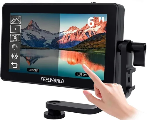 FEELWORLD F6 Plus Monitor de cámara 6" Pantalla táctil 4K LUT Batería Brazo