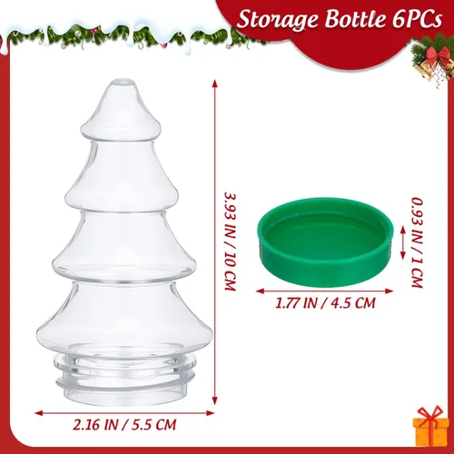 Vista 2 de 6 unidades rellenables con forma de árbol de Navidad de plástico transparente adornos de Navidad recipientes de dulces para manualidades, regalos