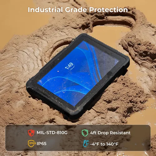 Vista 4 de MUNBYN Tablet resistente IRT08, tableta Windows de 10.1 pulgadas, Windows 11 Pro, 8 GB+128 GB, Intel N5100, legible a la luz del sol, 4G LTE GPS, PC