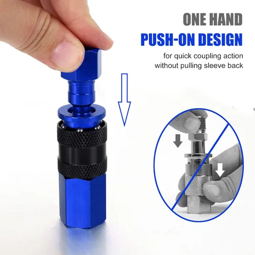 Vista 5 de 15 piezas de acoplador de aire de aluminio de 1/4 pulgadas NPT y kit de enchufe, accesorios de aire de conexión rápida, juego de conectores rápidos