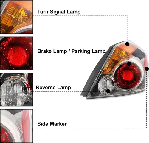 Vista 3 de Jenuo Tail Light Assembly Compatible With 2007-2012 Nissan Altima 4-Door Sedan 2007 2008 2009 2010 2011 2012 Nissan Altima Right Side
