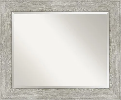 Vista 20 de Amanti Art Espejo de pared gris de 25 x 21 pulgadas, espejo rectangular gris rústico de baño para decoración de pared de sala de estar, marco