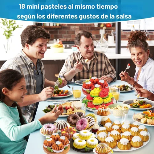 Vista 6 de Palksky Mini tubo estriado de silicona 6-cavidad (3PCS), multi-cavidad pequeña pastel hornear pan, mini moldes para chocoflan