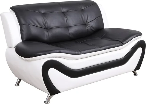 Vista 6 de Beverly Fine Furniture Juego de sofá moderno Aldo de 2 piezas, blanco y negro