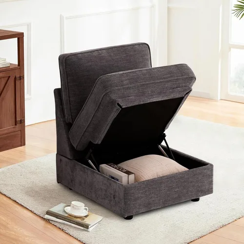 Vista 36 de TEKAMON Sofá modular de 100 pulgadas con almacenamiento de asientos, sofá en forma de U con otomanas móviles, sofá de tela de felpilla para sala