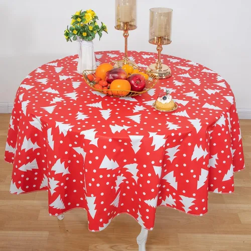 Vista 10 de Mantel redondo de vinilo de 60 pulgadas con reverso de franela, mantel para el día de San Valentín, mantel de hule 100% impermeable