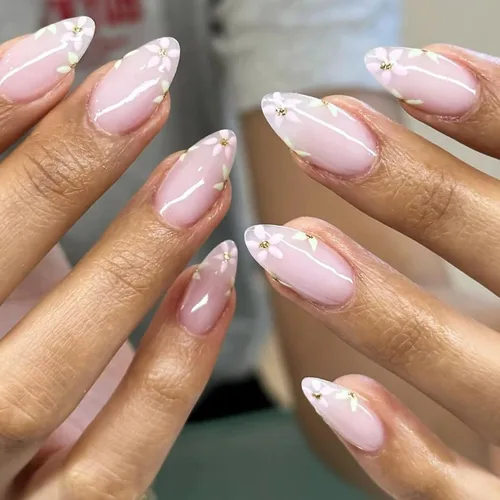 Vista 13 de Uñas postizas medianas a presión con forma de almendra y nude K-Nude