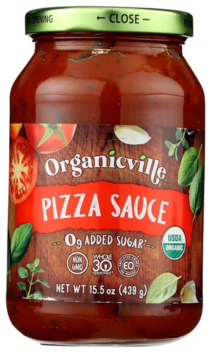 Organicville Salsa para pizza, 0.00 oz de azúcar, Whole30, sin gluten, sin OMG, vegana, 15.5 onzas (paquete de 6)