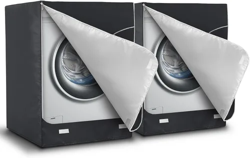 Vista 9 de AKEfit Cubierta para lavadora/secadora para carga frontal, cubierta de lavadora impermeable, a prueba de polvo y anti-UV, fundas Oxford resistentes