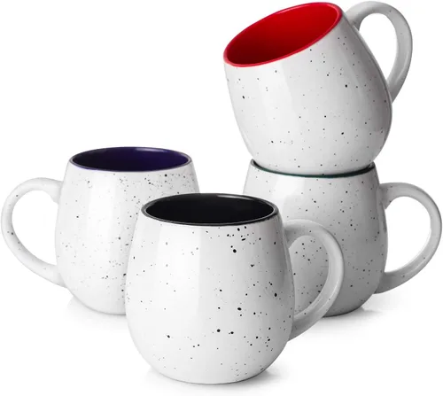 LIFVER Juego de 4 tazas de café de 20 onzas, tazas de café grandes de cerámica con asas para café, té, cacao caliente, tazas de expreso, regalos