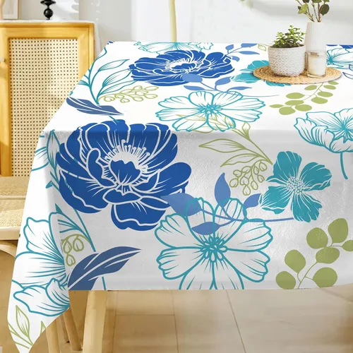 Hexagram Mantel de verano de 60 x 84 pulgadas, mantel rectangular floral para temporada de granja para el hogar, picnic, cocina, comedor, decoración