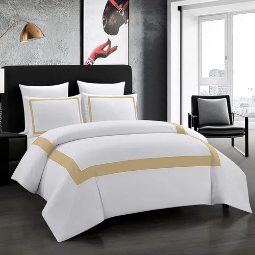 OSVINO Juego de funda de edredón de hotel, tamaño individual, 2 piezas, microfibra beige, colección de ropa de cama, ultra suave, transpirable,