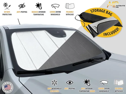 Vista 5 de Parasol plegable para parabrisas de ajuste personalizado para Toyota Prius y Prius Prime Hatchback 2023 2024, protector de rayos UV, plegable