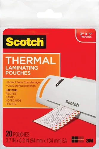 Scotch Bolsas de laminación térmica de alta calidad, 5 mil de grosor para mayor protección, paquete de 20 hojas de laminación tamaño foto, nuestra