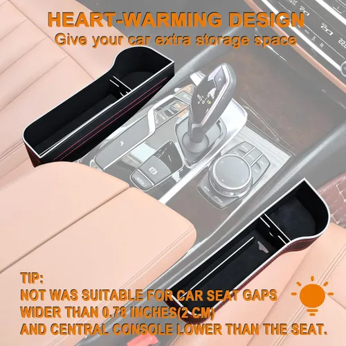 Vista 2 de Car Seat Gap Filler Organizer, 2 Pack Multifunctional Car Seat Organizer, Auto Console Side Storage Box with Cup Holders 2 Seat Hooks for Drink, Car