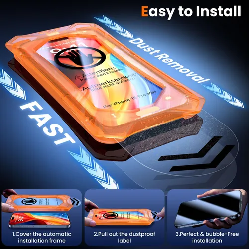 Vista 2 de UniqueMe Protector de pantalla para iPhone 15 – [Grado militar inastillable y dureza 9H+] Protector de pantalla 15 vidrio templado, protección