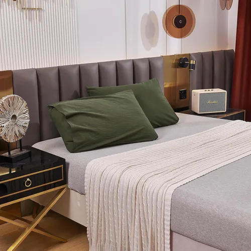 Vista 9 de Ecocott Fundas de almohada 100% algodón natural, tamaño estándar, color verde aguacate, paquete de 2 fundas de almohada con cierre de sobre