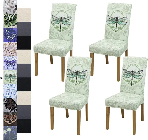 Vista 46 de Fundas para Sillas de Comedor, Juego de Fundas para Sillas de Comedor de 4 Piezas, Fundas Elásticas para Sillas de Cocina, Fundas para Sillas