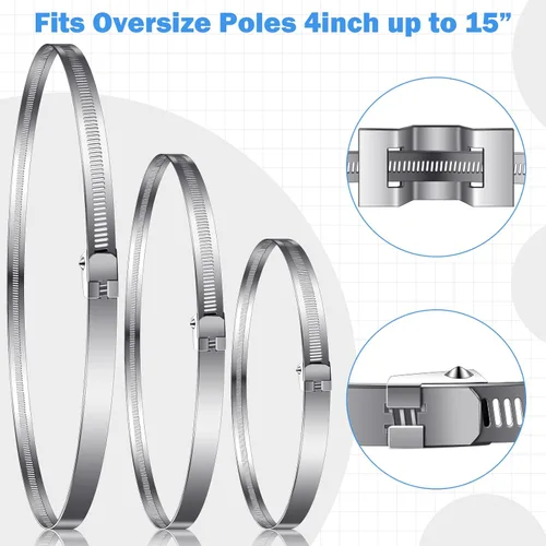Vista 4 de Oudain Paquete de 40 soportes de montaje para postes más grandes, abrazaderas de poste ajustables, soporte de banda de señal de tráfico, soporte
