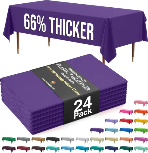 Vista 74 de Exquisite 66% Thicker Premium Plastic Table Cloth Rectangle Table Cover 0.5 Mil 6 Pack Aqua Table Cloth 54 Inch x 108 Inch Disposable Tablecloth