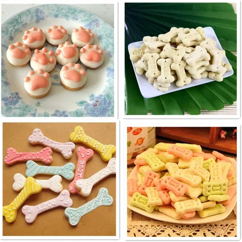 Vista 6 de Elfkitwang Molde de silicona con forma de pata de perro y hueso, antiadherente de grado alimenticio, bandeja de hielo, molde de silicona