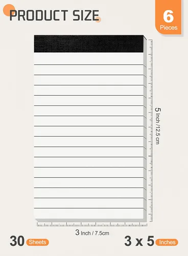 Vista 2 de Paquete de 6 blocs de notas pequeños de 3 x 5 pulgadas, blocs de notas forrados con 30 hojas de papel de bloc de notas en cada bloc, mini repuestos