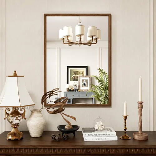 Vista 30 de JISOSO - Espejo de baño negro de 20x30 pulgadas con marco de metal negro, espejo de tocador rectangular redondeado con acabado mate para pared