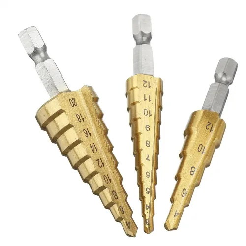 Vista 2 de Step Drill Bit 10pcs Step Drill Bit Set 1/4 Inch Hex Shank 5 Flute Countersink Drill Bit Set Automatic Center Punch