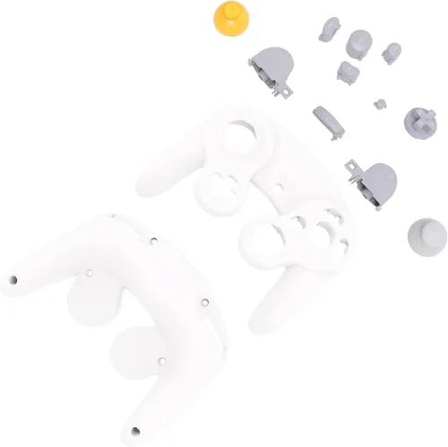 Vista 3 de eXtremeRate Placa trasera blanca para Nintendo Gamecube Controller, cubierta de repuesto de agarre suave al tacto con botones para Nintendo Gamecube