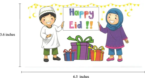 Vista 3 de Zaffron Eid - Sobres de dinero para regalo navideño para niños con diseño Eid (8 unidades)