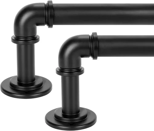 Vista 11 de OLV Barras de cortina industriales blancas para ventanas de 72 a 144 pulgadas (6 a 12 pies), 1 pulgada de diámetro, opacas, ajustables, resistentes