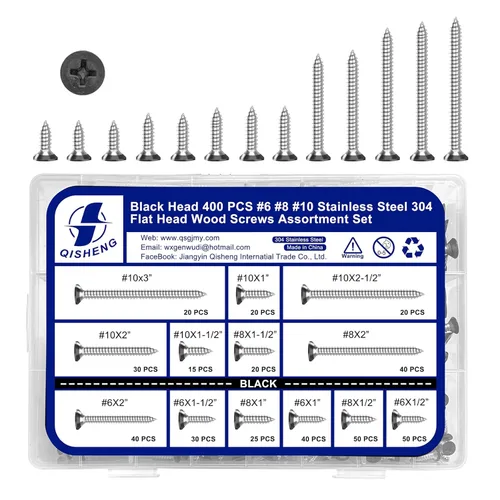 Vista 9 de QISHENG - Juego de 100 tornillos Phillips de cabeza plana de acero inoxidable marrón #6X1-1/2 (3.8 cm), tornillo de acero inoxidable 18-8 A2 (304)