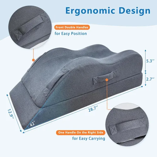 Vista 2 de Almohadas de elevación de piernas ajustables en altura para después de una cirugía, lesiones o descanso, almohada de espuma viscoelástica