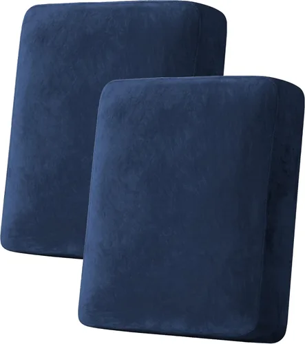 Vista 26 de H.VERSAILTEX - 4 fundas elásticas de terciopelo para cojín de sofá modular en forma de L (sofá grande de 3 plazas + 1 diván, color marfil)
