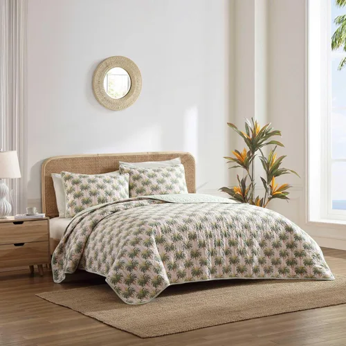 Vista 10 de Tommy Bahama - Juego de edredón tamaño King, ropa de cama reversible de algodón con fundas a juego, decoración ligera del hogar para todas las Cielo