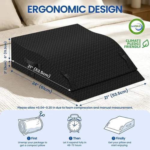 Vista 2 de Almohadas de elevación para pierna después de la cirugía, almohada de cuña ajustable de espuma viscoelástica para lesiones o descanso, almohada