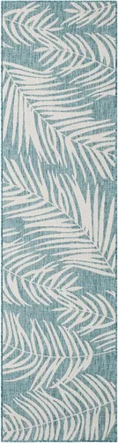 Vista 101 de Unique Loom - Tapete de la colección Outdoor Botanical, diseño de palmera (4.1 pies x 6.1 pies, rectangular, color azul/azul marino)