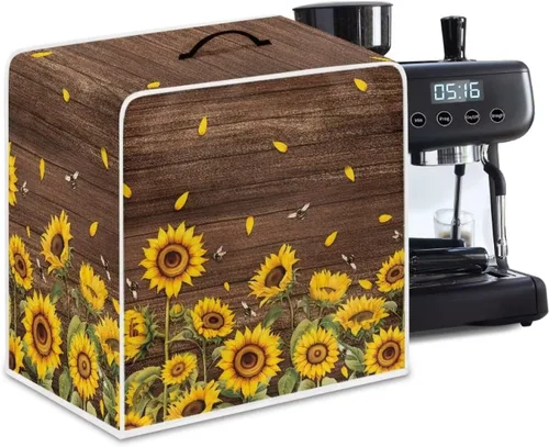 Vista 8 de Funda para cafetera, poliéster, azul, se adapta a la mayoría de máquinas de café estándar, protector resistente al polvo, huellas dactilares