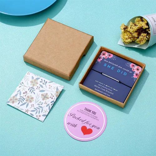 Vista 5 de MONOZO - Brazalete de código morse para mujer, cuentas de plata esterlina S925, brazalete de hilo de código morse, regalos inspiracionales