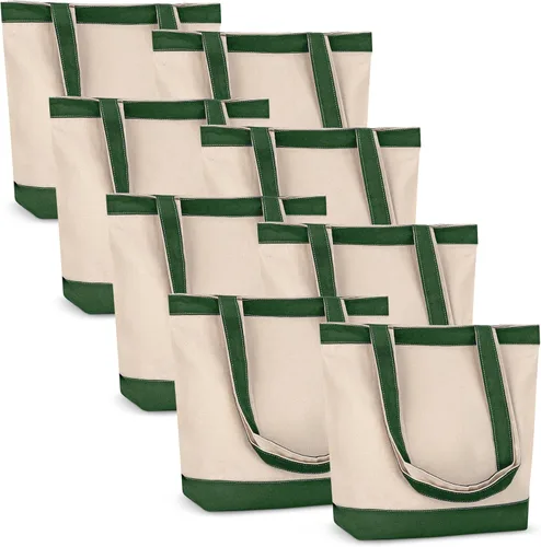 Vista 15 de Bolsa de lona con asas para mujer, bolsa de tela reutilizable para comestibles y compras a granel, bolsa de algodón en blanco, adecuada